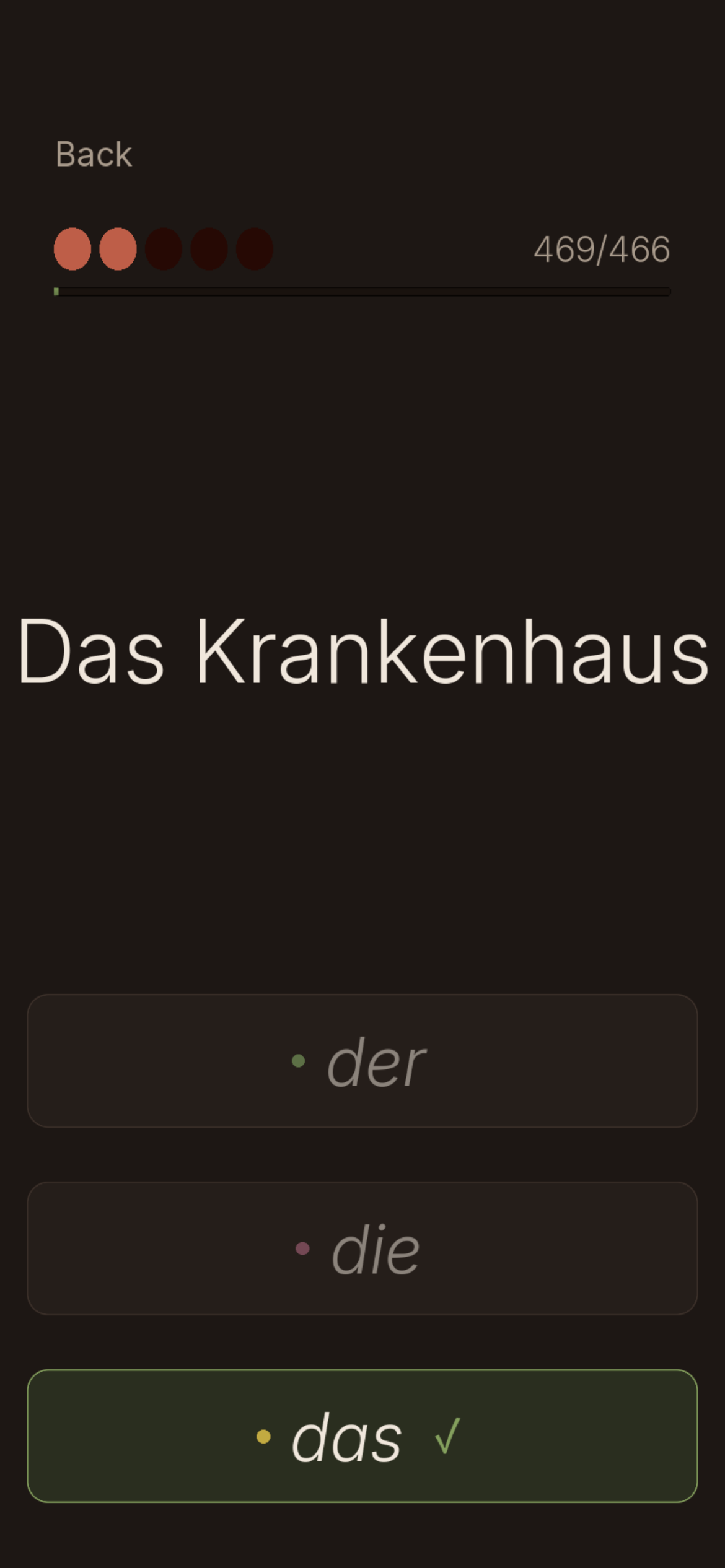 Article quiz asking der, die or das for Das Krankenhaus